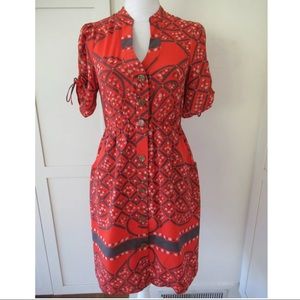 Moulinette Soeurs Red and Black Patterned Dress
